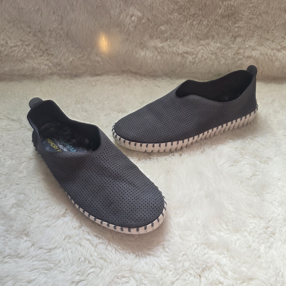 Skechers Sepulveda Blvd Simple Route Charcoal Gray Slip On Flats 7